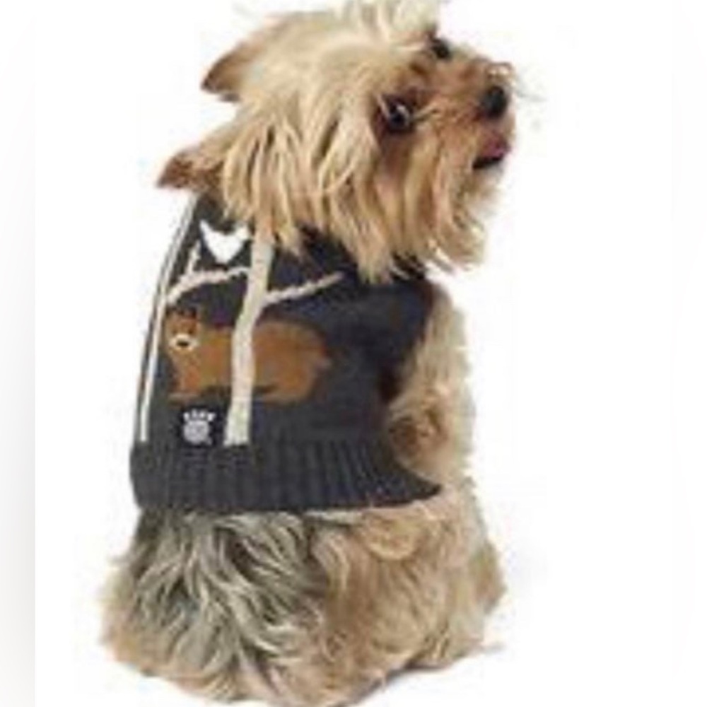 XL PETRAGEOUS DO SWEATER GRAY 22'-25' 31" GIRTH BEAR IN THE WOODS WHIMSICAL